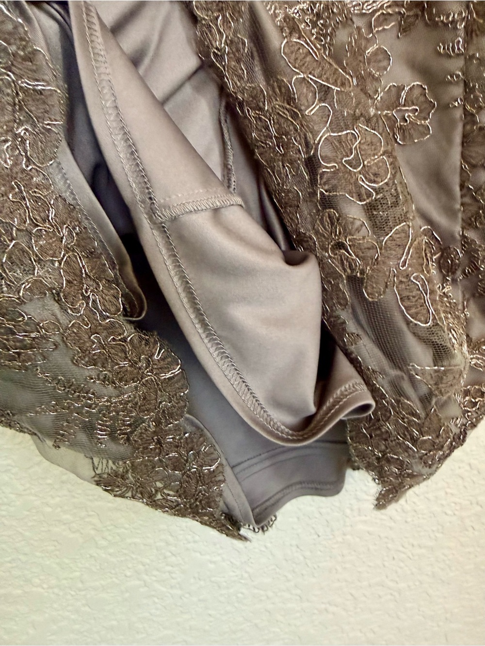 Tadashi Shoji Pemba Lace Sheath Dress | Metallic Smoke Embroidered Illusion Dres - Picture 9 of 13